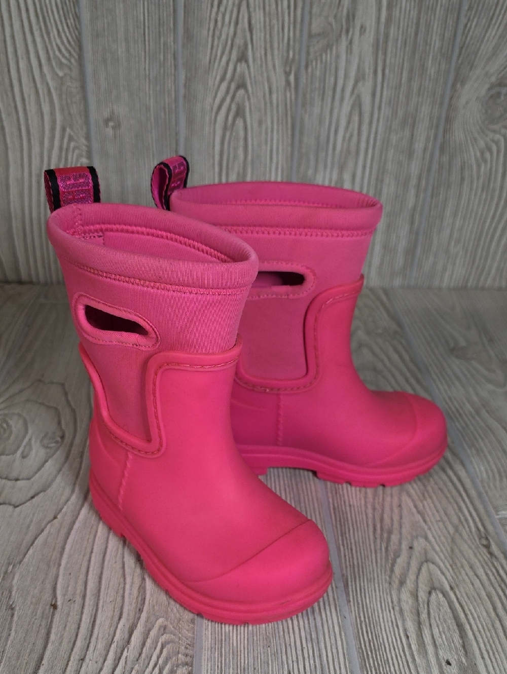 UGG Droplet Mid Waterproof Taffy Pink Rain Boots Kids Toddler Size  8